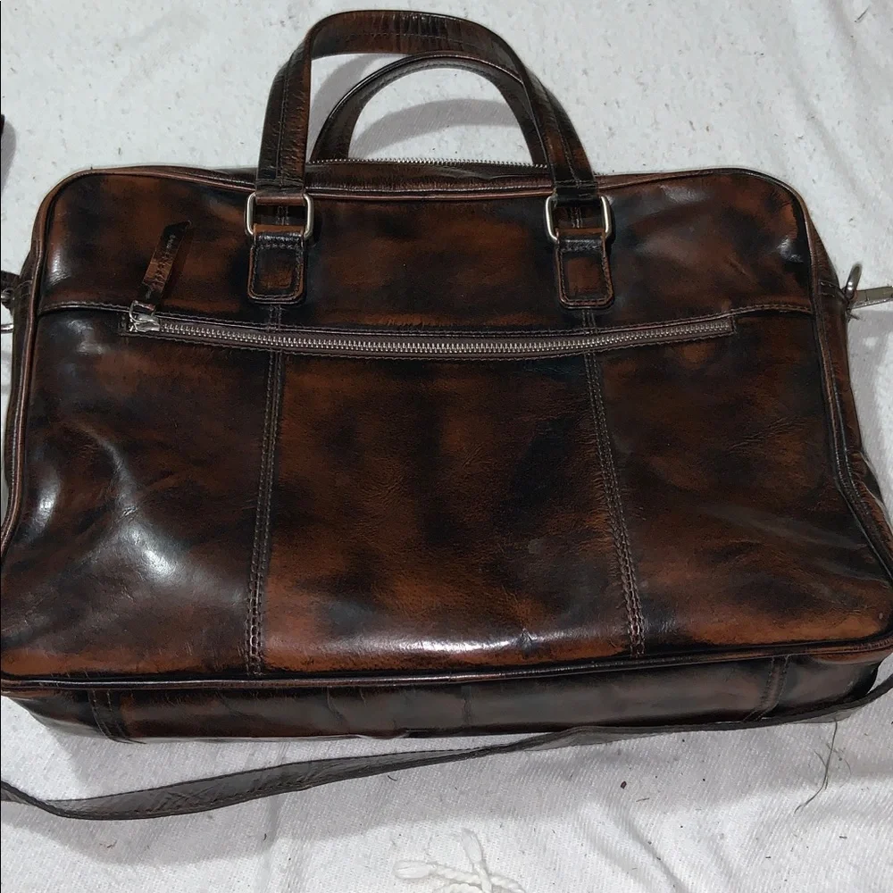 HX London Woven Brown Leather Messenger laptop Bag with Shoulder Strap
